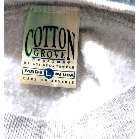 Vintage Bald Eagle American Flag Crewneck Sweatshirt Large Gray Cotton Grove - Picture 6 of 7